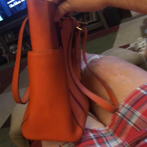 Michael Kors Tangerine Orange Structured Tote 15”x10”x7” - Picture 4 of 10